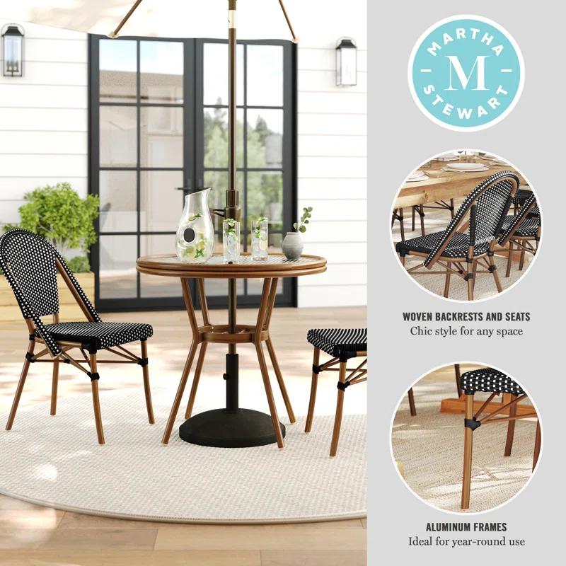 Martha Stewart Martha Stewart Lily Pond All Weather Woven Bistro Table And Chairs Set With Aluminum Frames