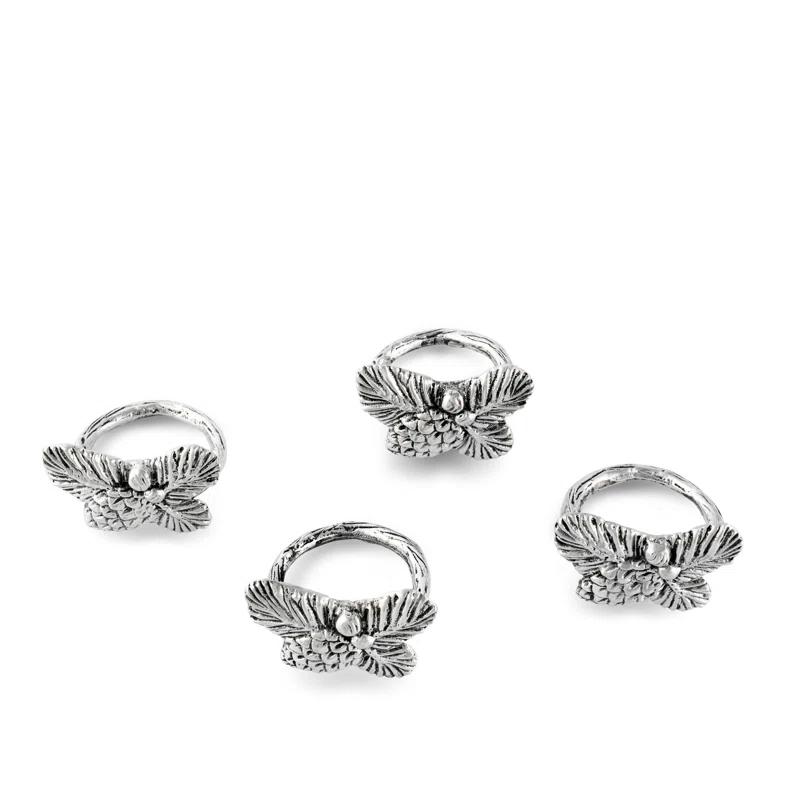 Arthur Court Designs Pine Cone Forest Metal Napkin Ring (Set of 4)