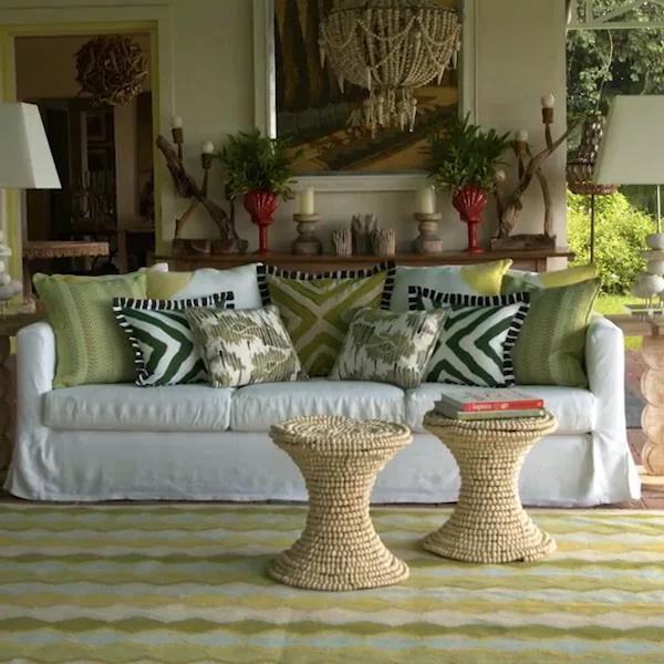 Dash and Albert Rugs Kit Kemp x Annie Selke Safety Net Green Handwoven Wool Rug