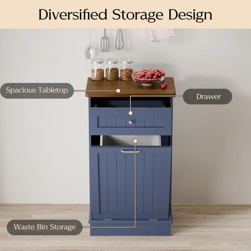 Aeloxis Havant Tilt Out Trash Cabinet 10 Gallon Wooden Free Standing (Not include trash can)