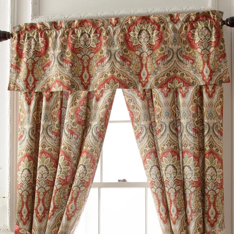 Rose Tree Harrogate Paisley Ruffled 80'' W Window Valance in