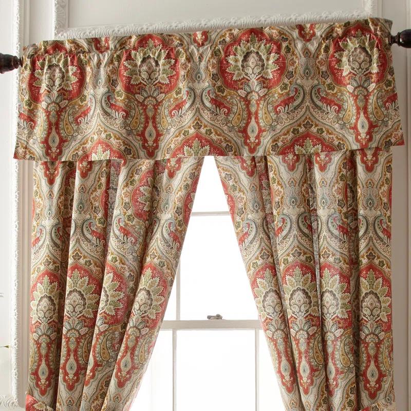 Rose Tree Harrogate Paisley Ruffled 80'' W Window Valance in