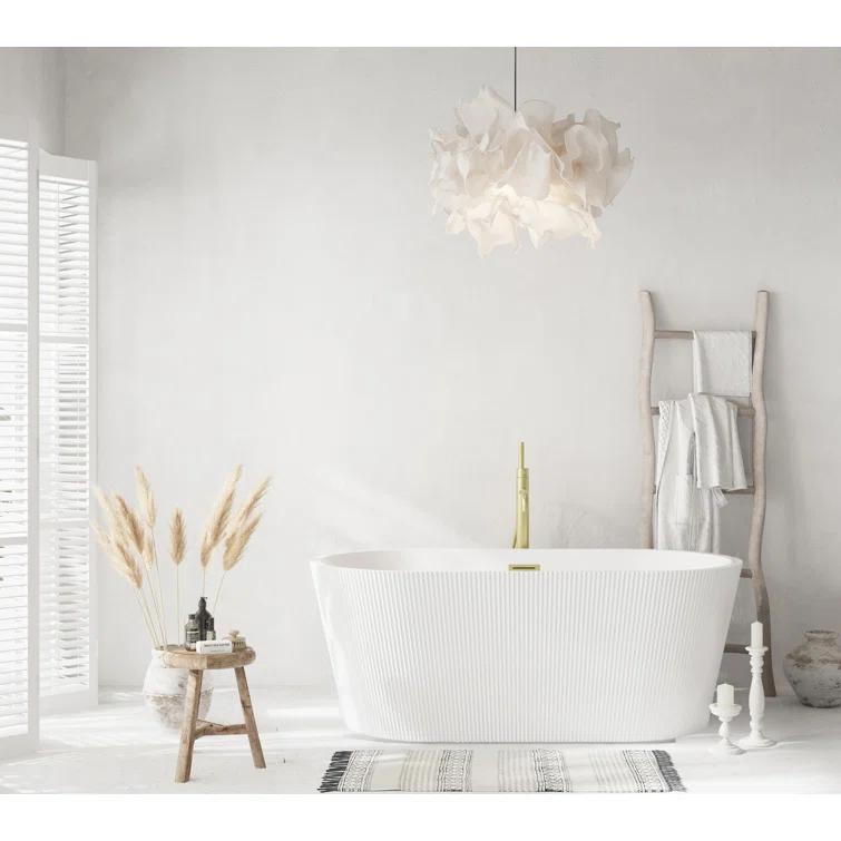 Living District 59 Inch Bathtub in Glossy White with Trim BT30759GW-BGD