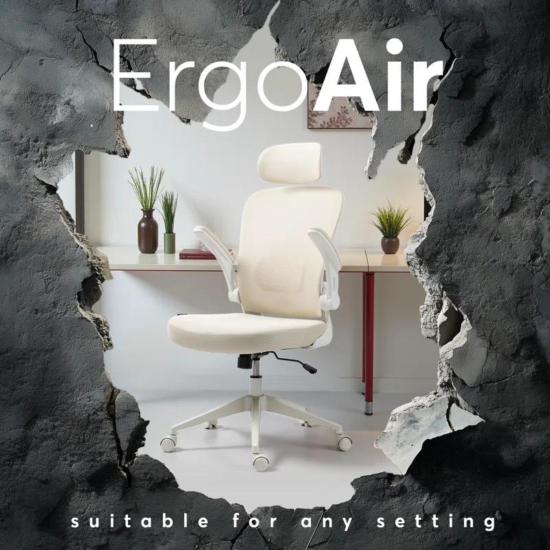 Oline Oline ErgoAir Ergonomic Office Chair – Adjustable Lumbar Support, Flip-Up Armrests, Mesh Computer Desk Chair, Swivel Rolling Executive Gaming Chair for Home & Office