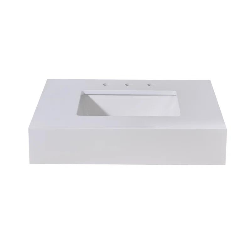 30" Single Bathroom Vanity Top in Snow White with Sink