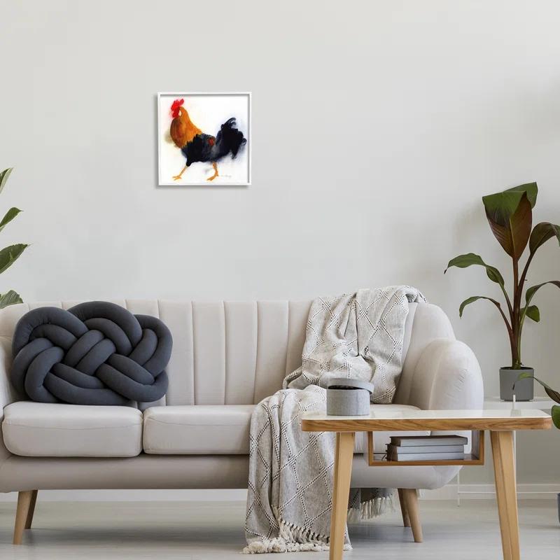 Stupell Industries " Rooster Bird Stepping Fluffy Feathers Watercolor Detail " by Janel Bragg Painting Print