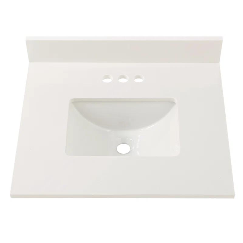 25'' Marble Single Vanity Top with Sink and 3 Faucet Holes