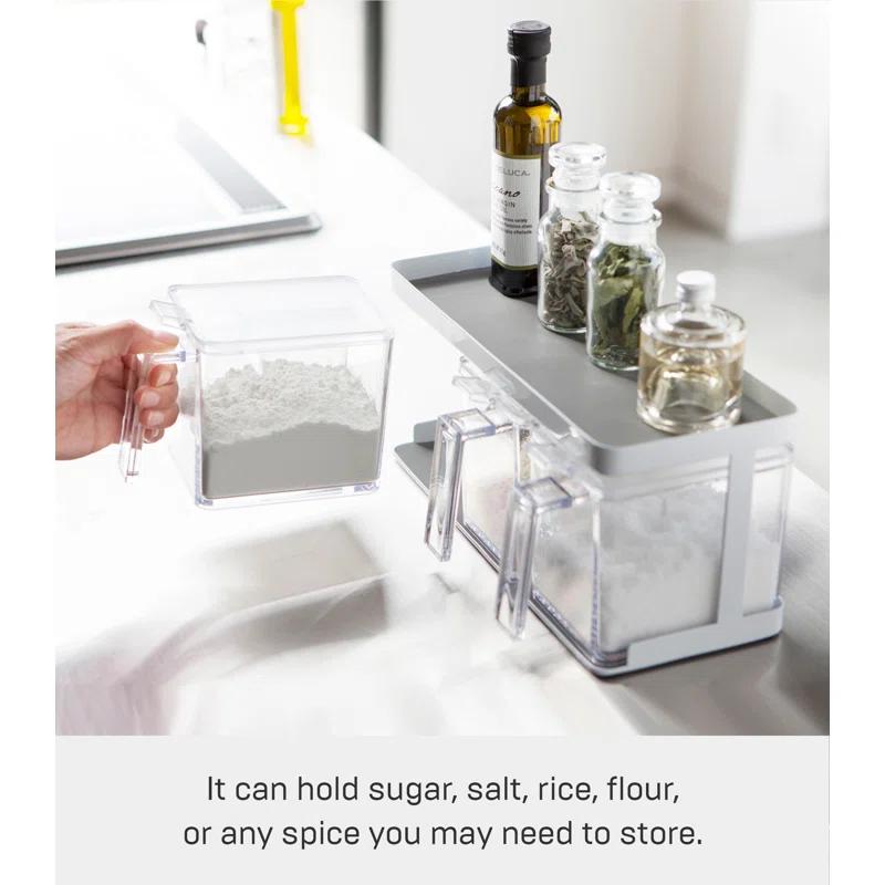 Yamazaki Home Tower Yamazaki Home Pantry Canisters With Rack, Kitchen Organizer, Triple, Steel + Plastic, Handles & Reviews | Wayfair