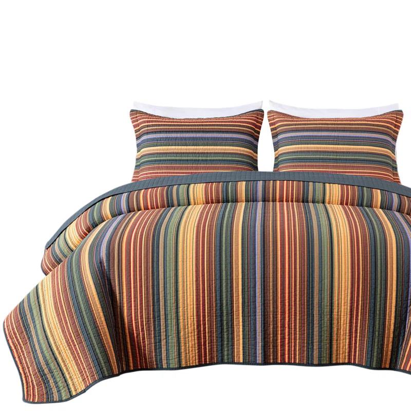 Cotton Quilted Striped Quilt Set