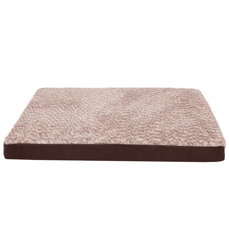 FurHaven Two-Tone Faux Fur and Suede Deluxe Orthopedic Dog Bed