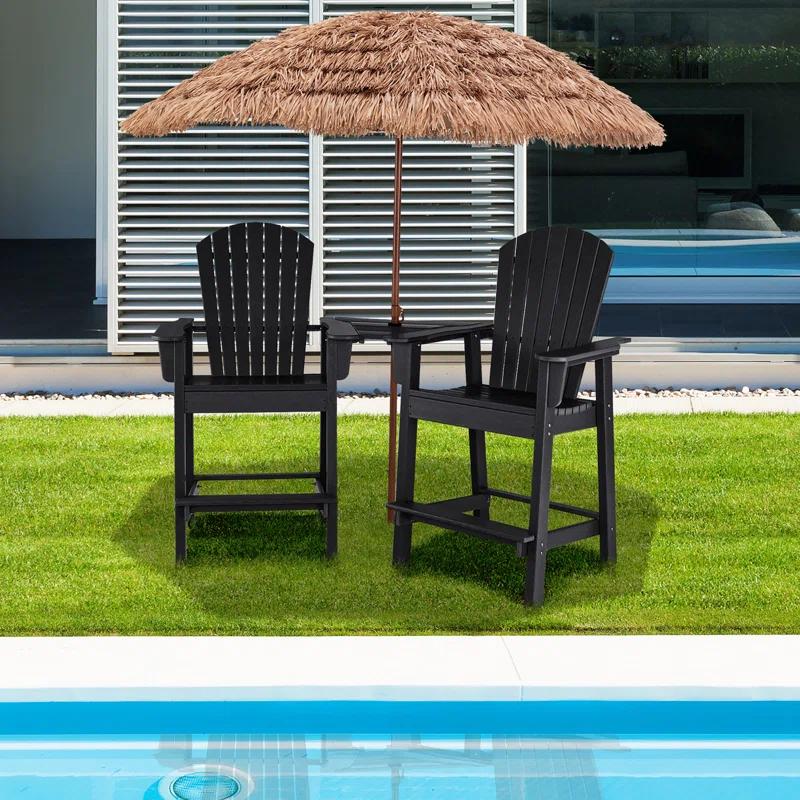 Rosecliff Heights HDPE Tall Adirondack Chair Set with Removable Double Trays (Set of 2)