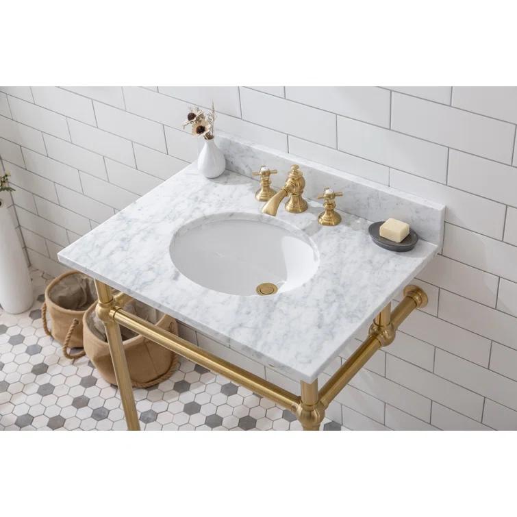Greyleigh™ Copeland 30'' Single Bathroom Vanity with Carrara Marble Top with Mirror