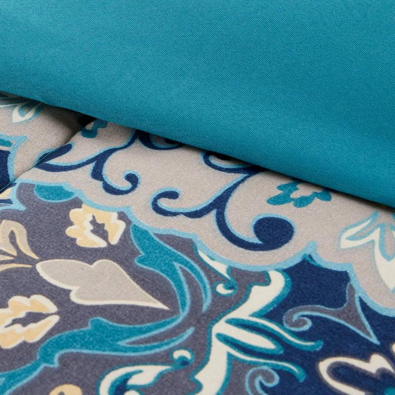 Modern Threads - Granada Collection Comforter Set - Reversible Microfiber - Elegant Printed 8-Piece Bed Set - Includes Comforter, Sheets, Shams, & Pillow - Luxurious Bedding