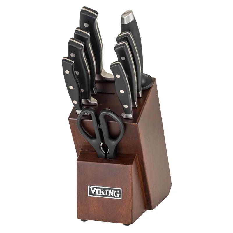 Viking 10-Piece Black German Steel Cutlery Set with Block