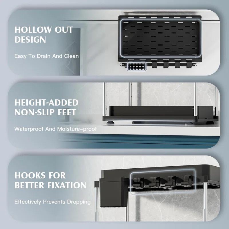 Anadea 2 Pack Under Sink Organizer, 2 Tier Under Sink Organizers And Storage For Kitchen Bathroom, Height Adjustable Cabinet Organizer With Two Slide-Out Drawers