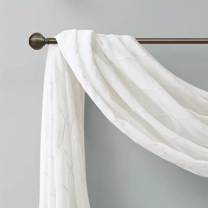 Madison Park Irina Solid Sheer Embroidered Window Scarf