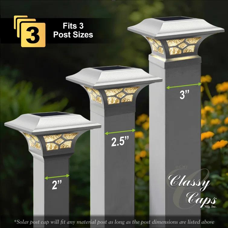 Classy Caps Low Voltage Integrated LED Aluuminum Fence Post Cap Light 2.5 In. X 2.5 In. with Base Adapter Included