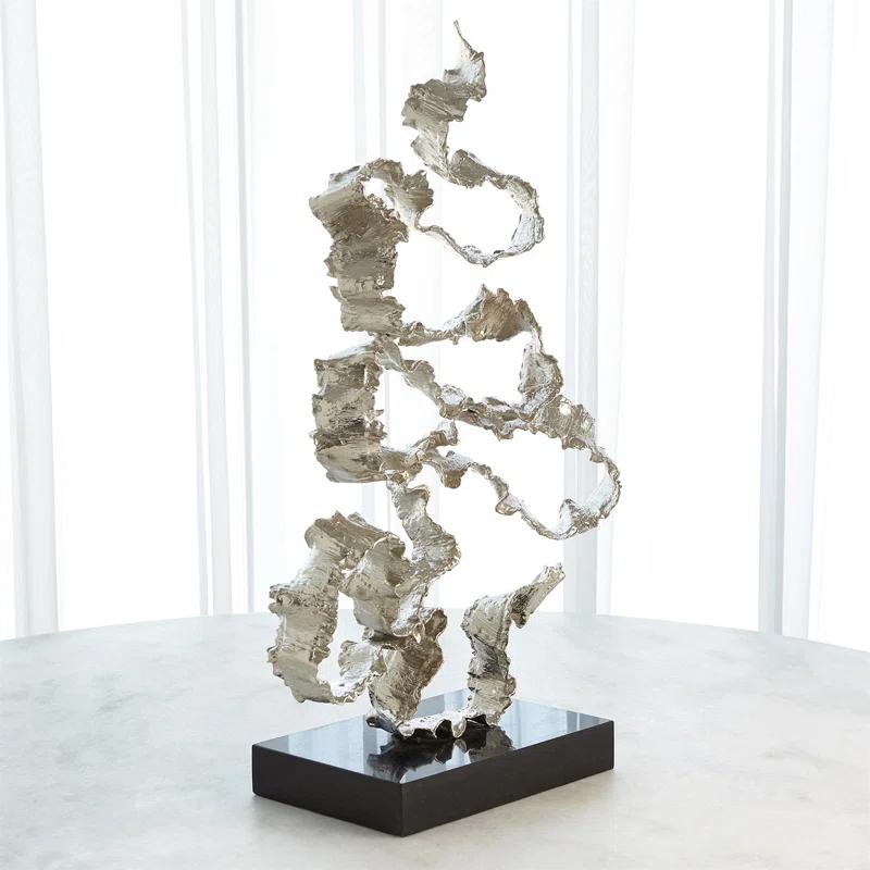 Squiggles Sculpture-Nickel w/Black Granite