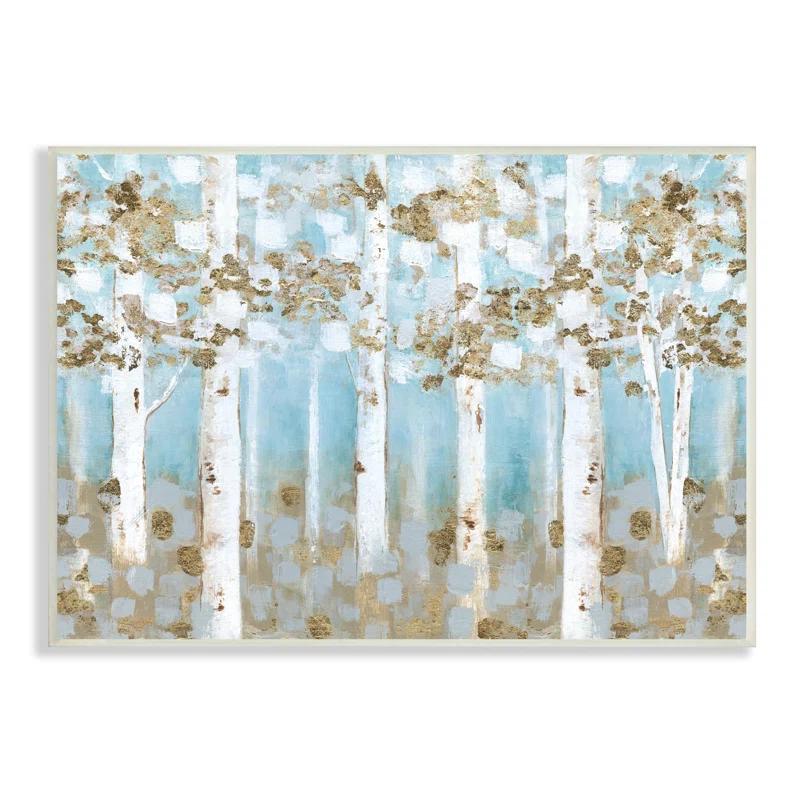 Stupell Industries " Spring Birch Tree Forest Soft Blue Contemporary Landscape " by Janet Tava Painting Print