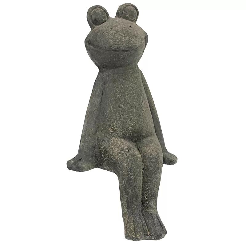 Rustic Brown Resin Sitting Frog Garden Statue