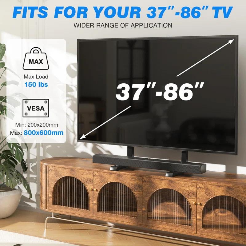 QUALITY FLOORING INC. Table Top TV Stand With Height Adjustable TV Legs, TV Stands Base With Cable Management For Most 37 To 86 Inch Flat Or Curved Tvs, Steel TV Feet Holds Up To 150 Lbs, Max VESA 800X600mm