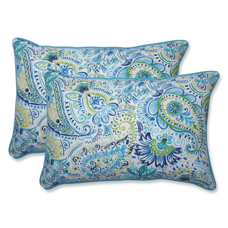 Pillow Perfect Gilford Paisley Indoor/Outdoor Reversible Throw Pillow (Set of 2)