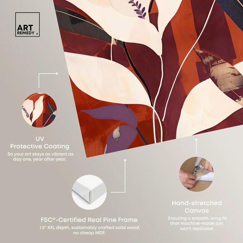 Art Remedy Maroon Floral Dreams Canvas Fall Inspired Abstract Art by Art Remedy | Wayfair