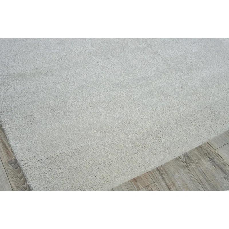 Rectangle Merino Solid Color Hand-Knotted Wool Area Rug In Beige