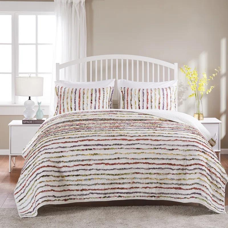 Greenland Home Fashions Bella Ruffle Cotton Modern Farmhouse Quilt Set