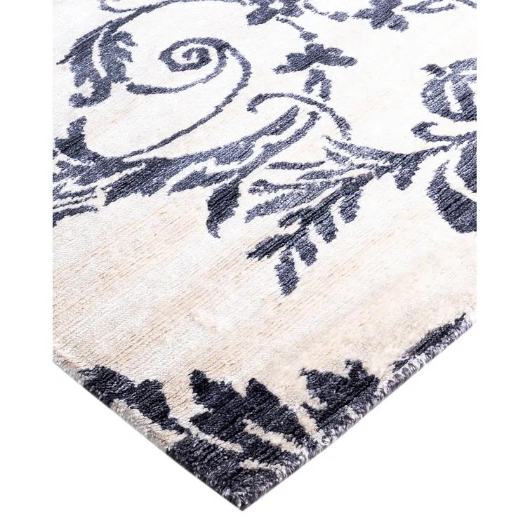 Solo Rugs One-of-a-Kind Rectangle 9'3" X 12'4" New Age Silk Area Rug Blue