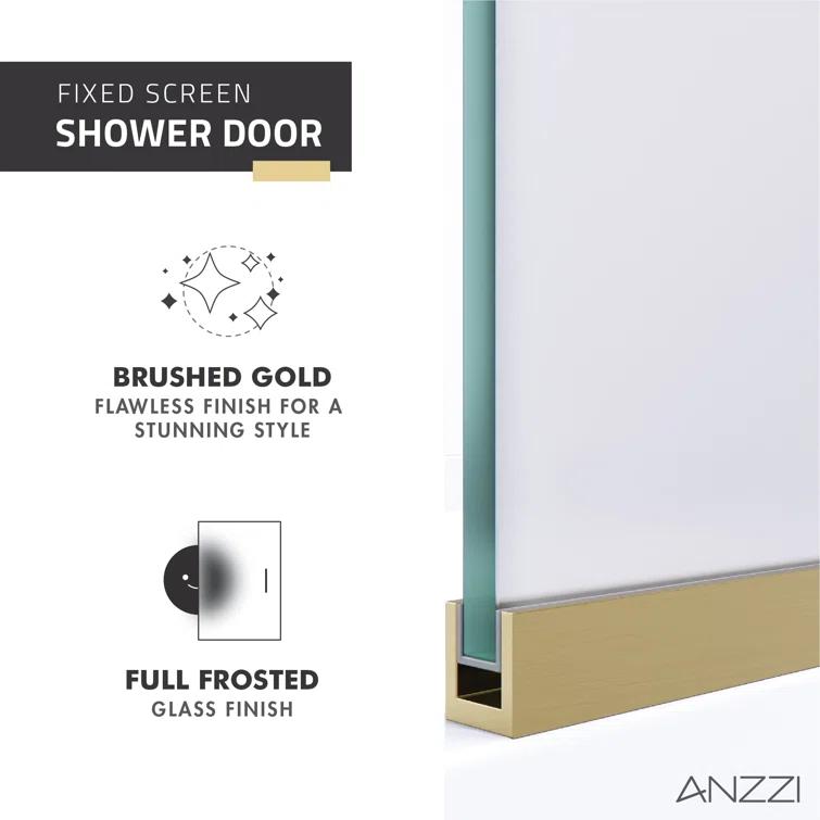 ANZZI Veil Series 34” W x 74” H Frameless Glass Fixed Shower Screen Shower Door SD-AZFL06001BGF