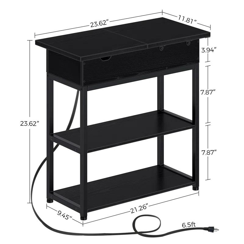 17 Stories End Table with Storage and Charging Station