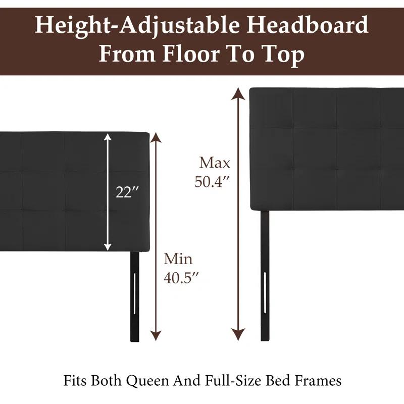 Latitude Run® Classic Tufted Adjustable Upholstered Queen Headboard in Linen Fabric, Metal Legs