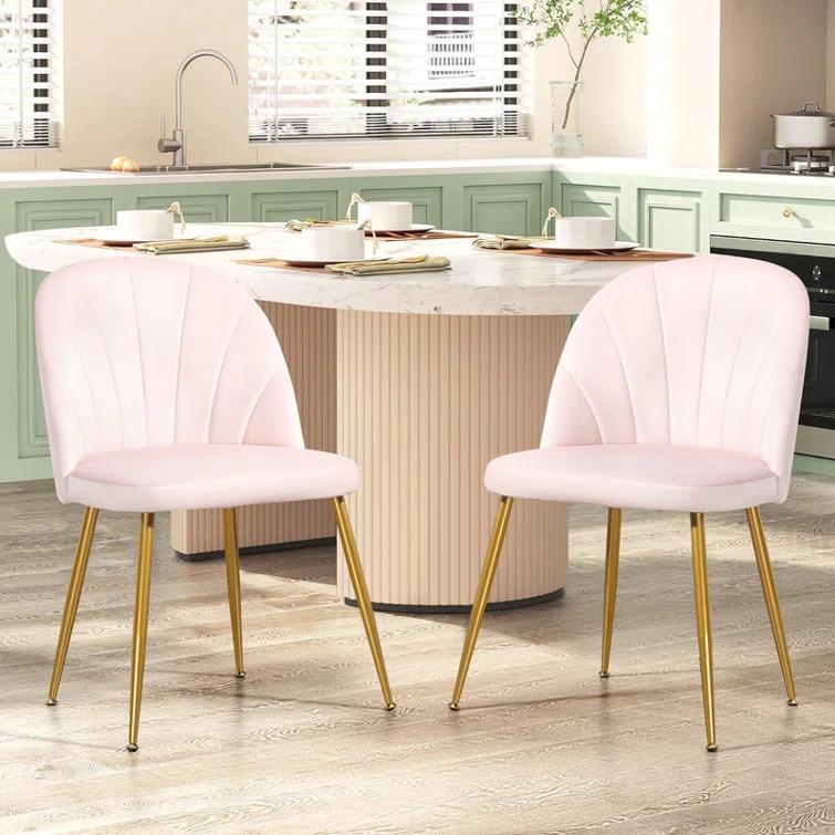 Everly Quinn Velvet Upholstered Stacking Side Chair (Set of 4)