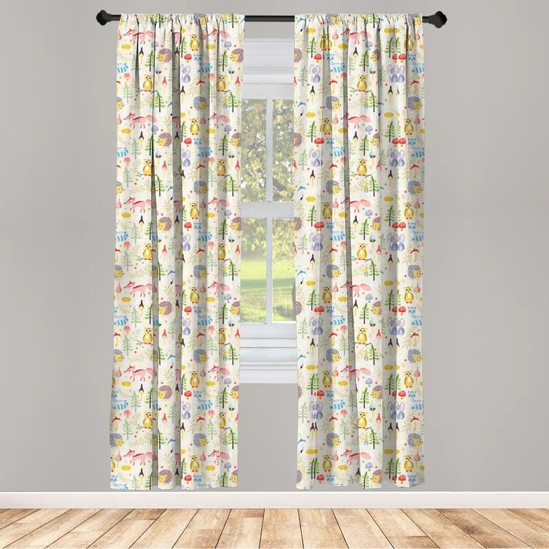 Ambesonne Colorful Semi-Sheer Rod Pocket Curtain Panels (Set of 2)