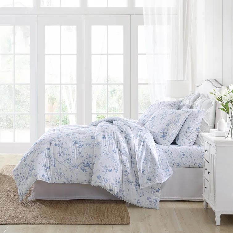 Laura Ashley Evie Laura Ashley Blue Cotton Comforter Reversible Set
