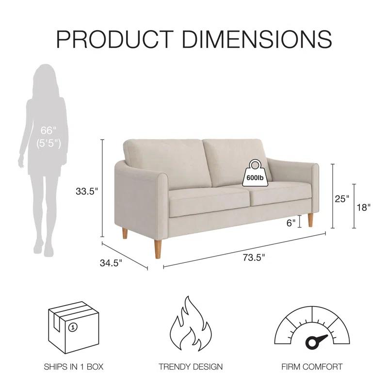 Mr. Kate Moon 73.5" Upholstered Sofa with Curved Back