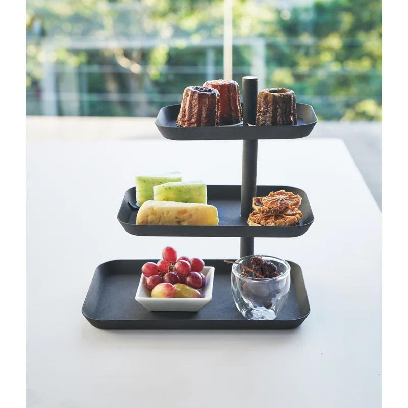 Tower Yamazaki Home 3-Tier Serving Stand, Appetizer Tray Organizer For Party Or Kitchen, Steel
