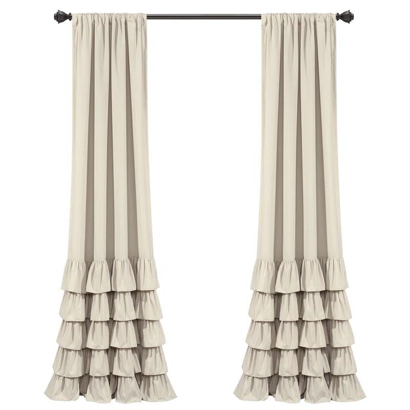 Lush Decor Allison Ruffle Polyester Semi Sheer Curtain Pair (Set of 2)