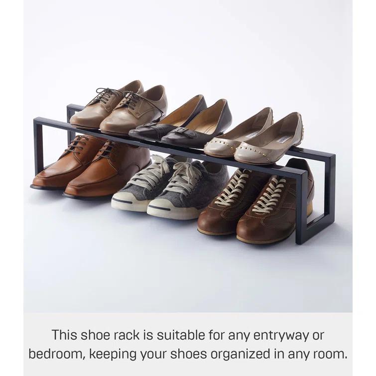 Yamazaki Home Adjustable Shoe Rack, Small, Steel,  Holds 4 to 8 shoes, Expandable, Stackable