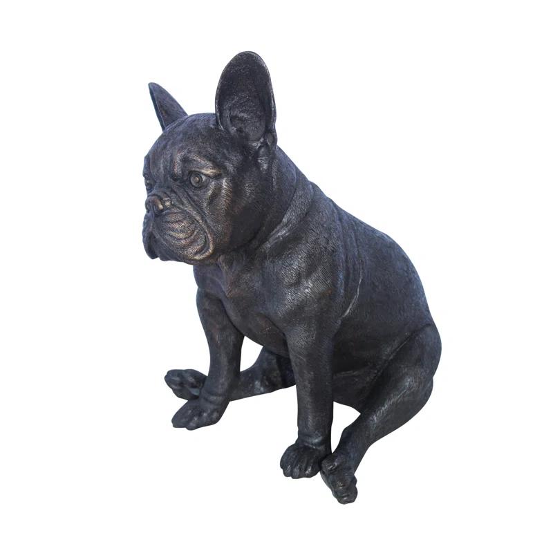 NIFAO Nifao Collection Bronze Statue of French Bulldog Sitting, Elegant Canine Decor 12" x 12" x 17"H