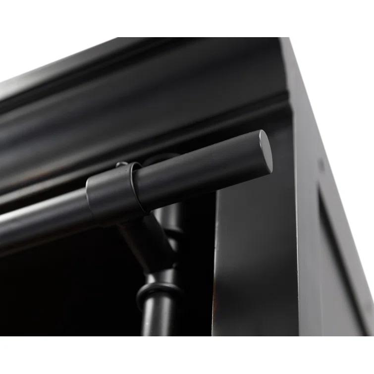 Birch Lane™ Frye Three 8' Tall Bookcase Wall With Fireplace and Ladder, Storage Organizer, Black