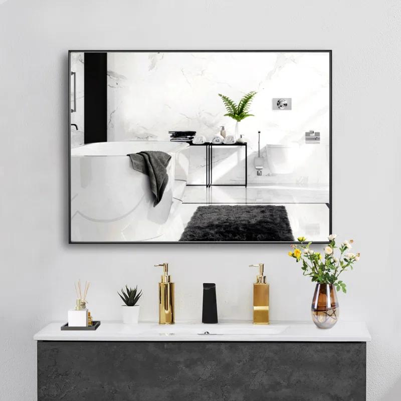 Ledel Modern & Contemporary Rectangle Bathroom Vanity Mirror Metal Framed Wall Mirror