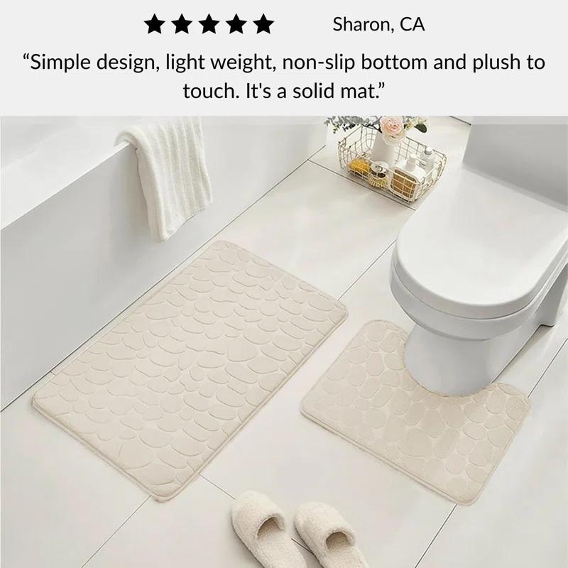 Evideco Contour Bath Rug Memory Foam Mat 3D Pebble 20”L x 20”W