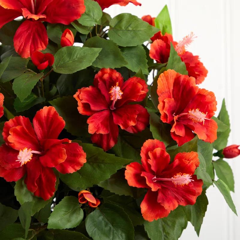 Charlton Home® Hibiscus Centerpiece in Vase & Reviews | Wayfair