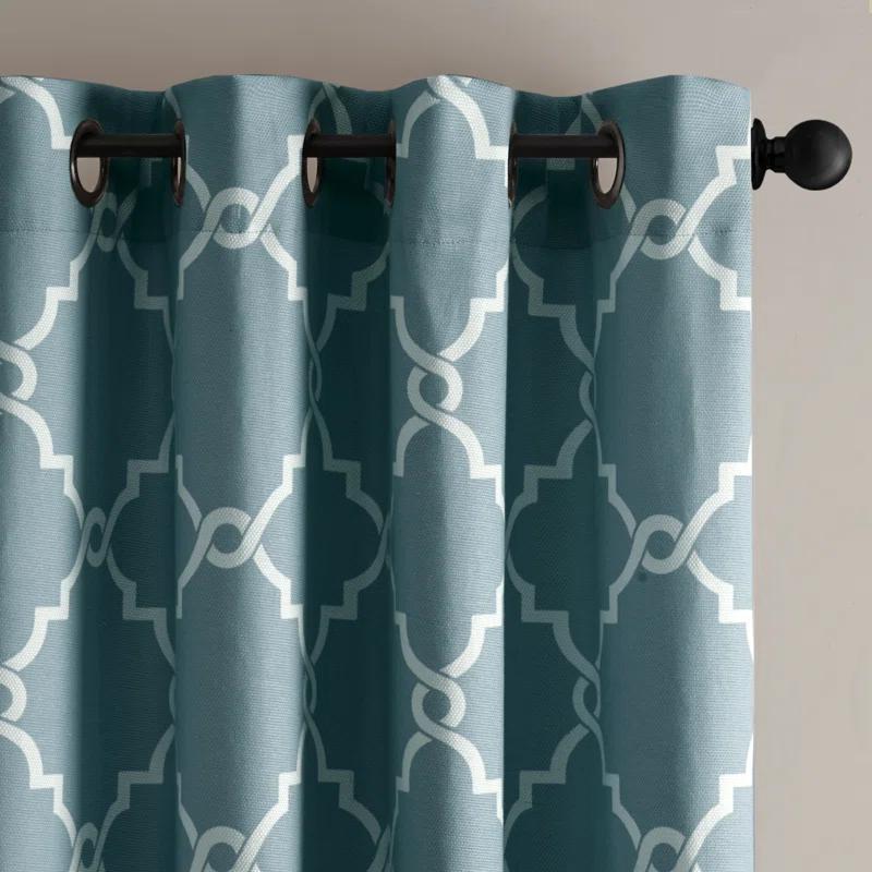 Madison Park Fretwork Print Grommet Top Single Window Curtain Panel