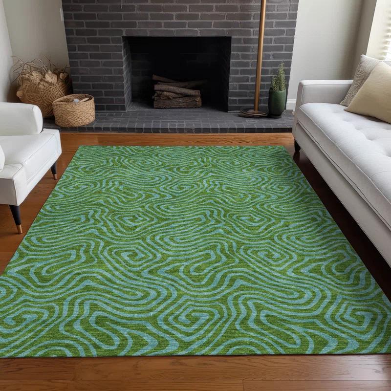 Machine Washable Indoor/Outdoor Chayden ACN1031 Green Rug