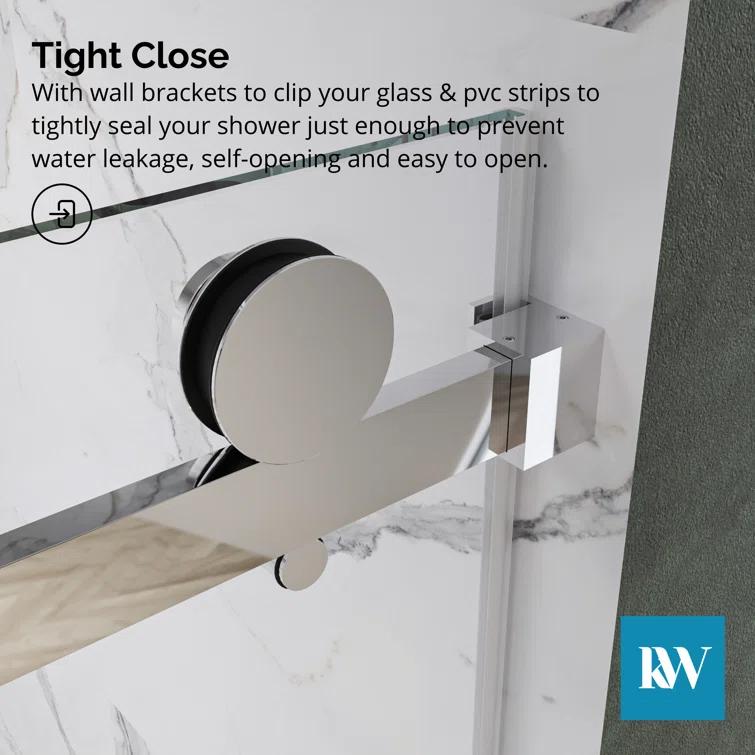 KOBIWORKS Kw03 60 In. W X 76 In. H Single Sliding Frameless Shower Door With 3/8 In. Clear Glass KW036076CH