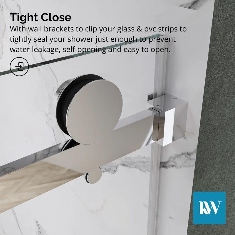 KOBIWORKS Kw03 60 In. W X 76 In. H Single Sliding Frameless Shower Door With 3/8 In. Clear Glass KW036076CH