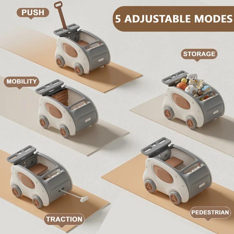 Topteng 5 In 1 Push/Pull Ride on Car for Toddlers